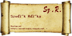 Szvák Réka névjegykártya